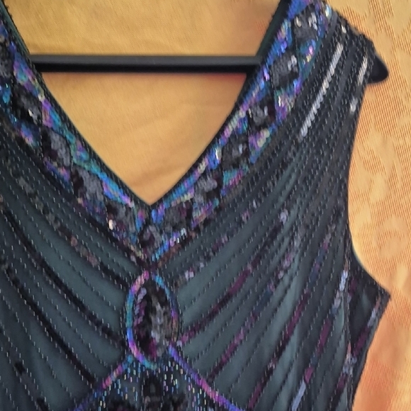 Elegant Black and Purple Beaded Dress - Picture 8 of 16